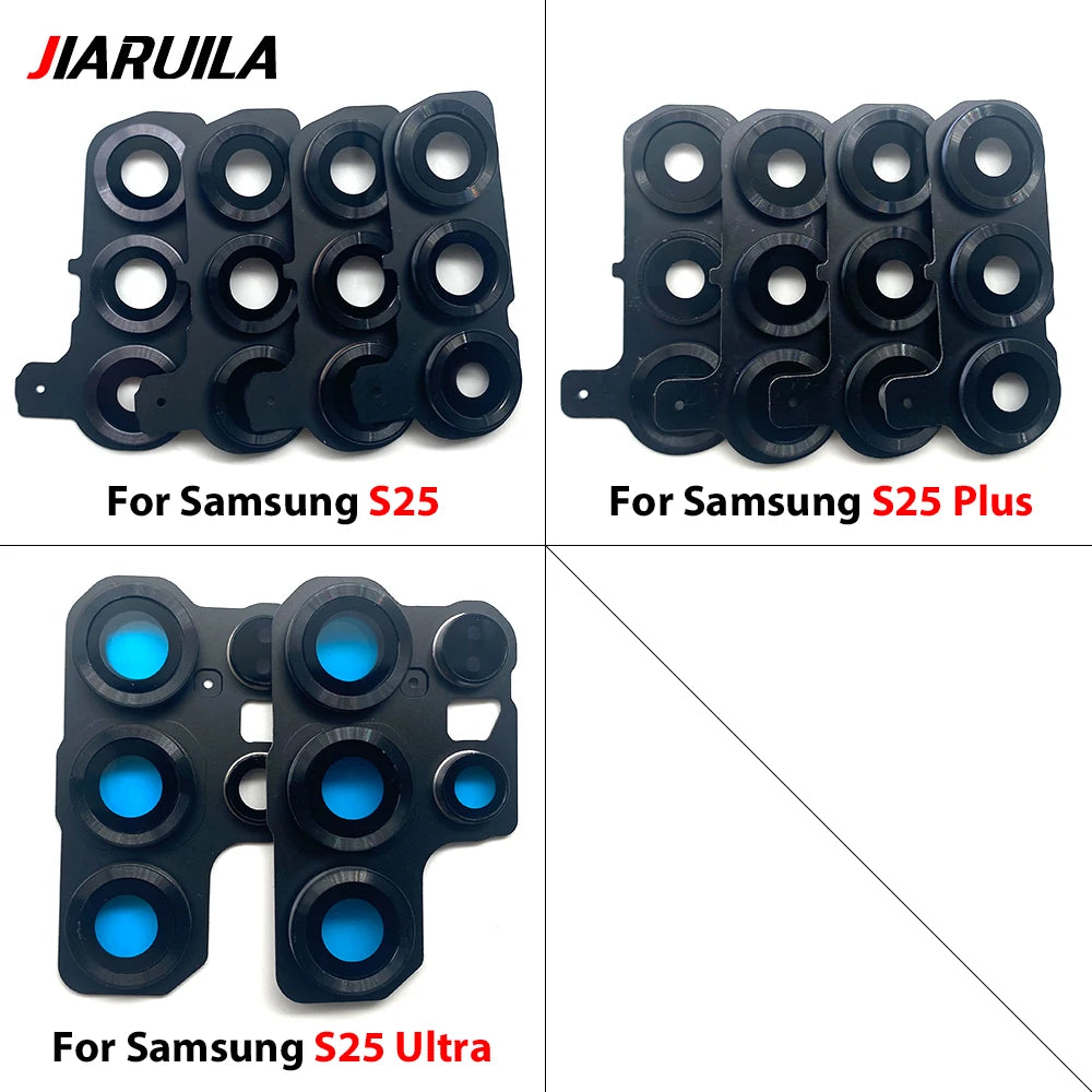 New Rear Camera Glass Lens Cover With Frame Holder with Sticker For Samsung S25 Plus S25 Ultra Replacement Parts Samsung phone repair parts
