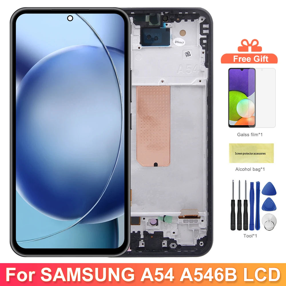 OLED Screen for Samsung Galaxy A54 A546B A546B/DS LCD Display Digital Touch Screen with Frame for Samsung  A54 Replacement Samsung phone repair parts