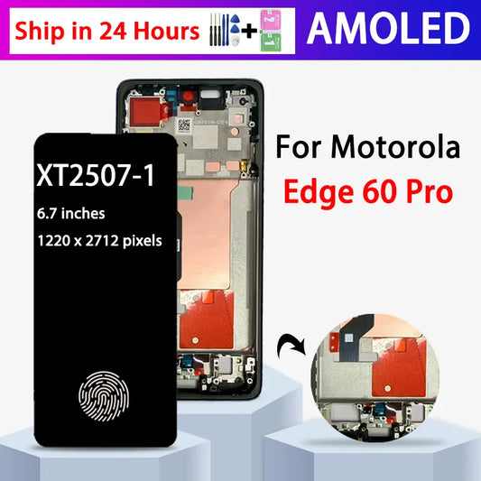 6.7' P-OLED for Motorola Edge 60 Pro LCD XT2507-1 Display with Touch Screen Digitizer Assembly for Moto Edge 60 Pro LCD Display Motorola phone repair parts