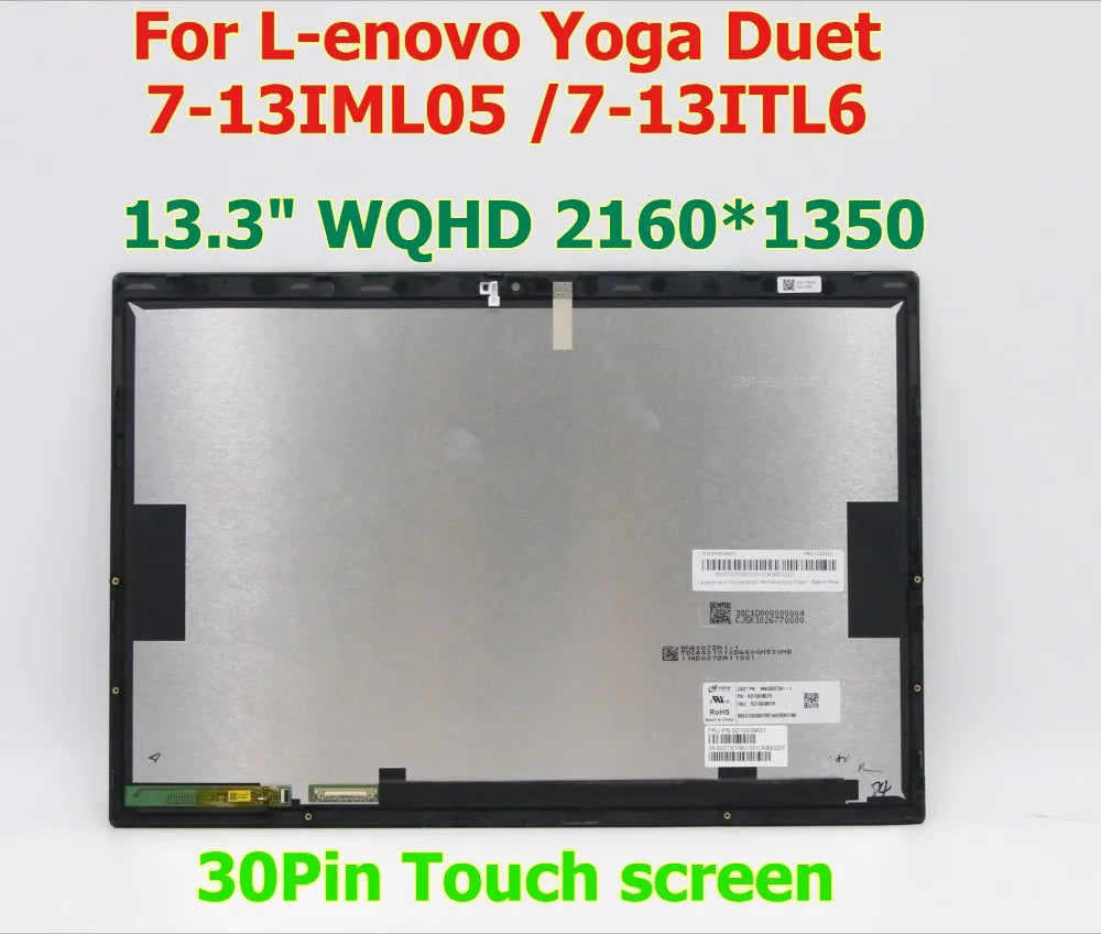 LCD 13" WQHD Touch IPS touch display screen for Lenovo Yoga Duet 7-13ITL6 LTE 13IML05 5D10S39703 MND007ZA1-1 5D10X08076