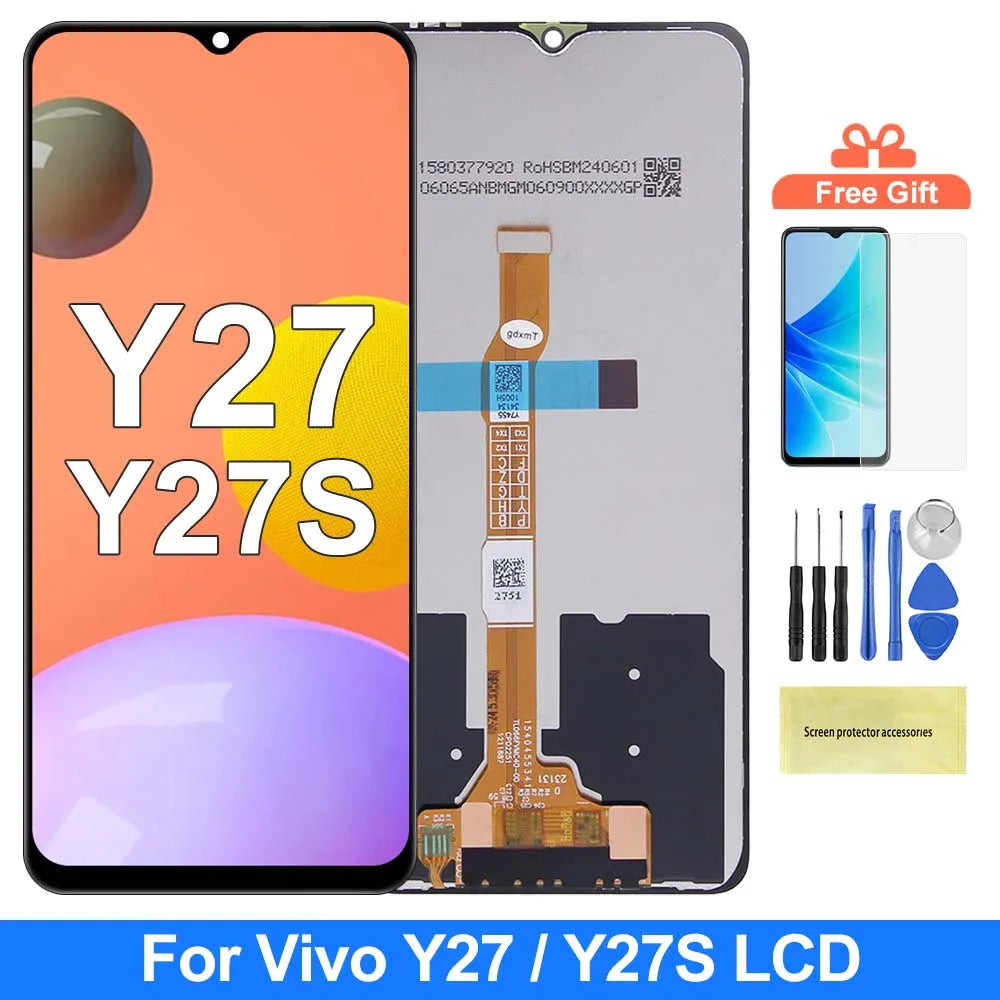 LCD Display Touch Screen Digitizer Assembly Replacement Repair Parts For Vivo Y27 Full With Frame V2249 V2302 y27s Pantalla VIVO phone repair parts
