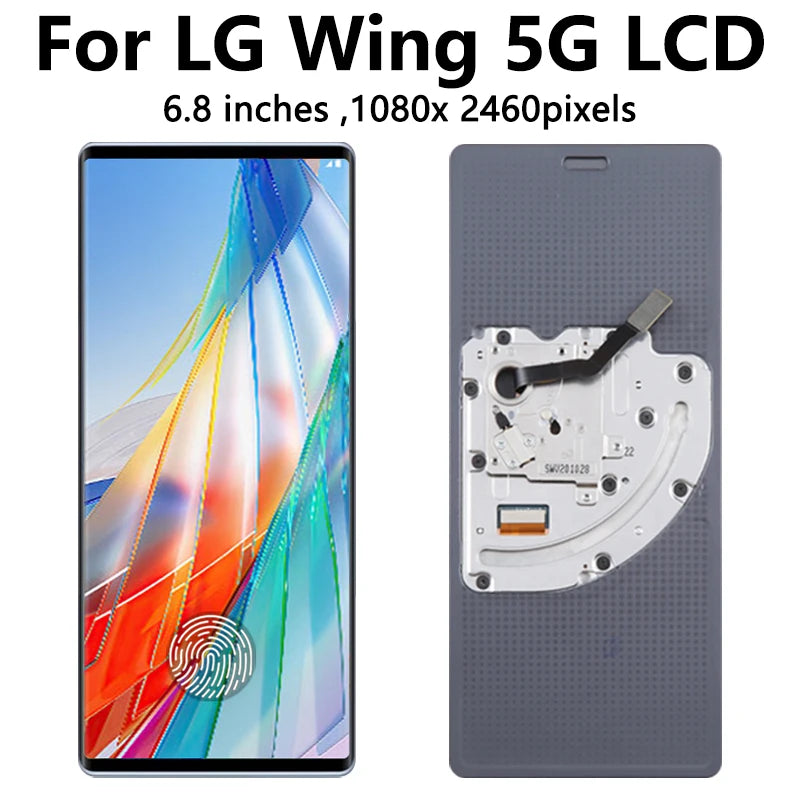 6.8"New For LG Wing 5G LCD LMF100N LM-F100N LM-F100V LM-F100 Display Big LCD Touch Screen Digitizer Wing Small LCD LG phone repair parts