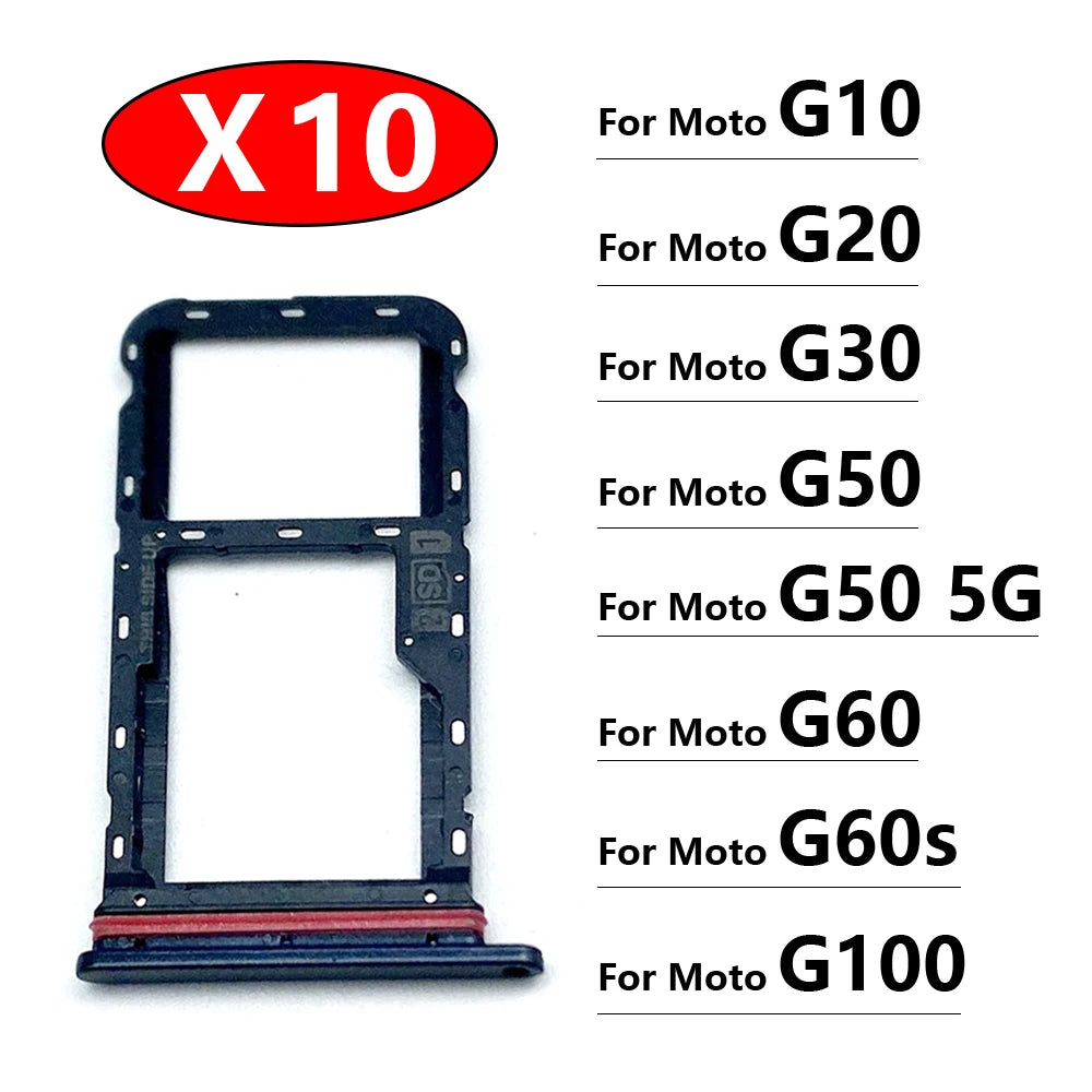 10Pcs/Lot, New For Motorola Moto G10 G20 G30 G50 G60 G60s G100 5G SIM Card Tray Slot Holder Adapter Accessories Motorola phone repair parts