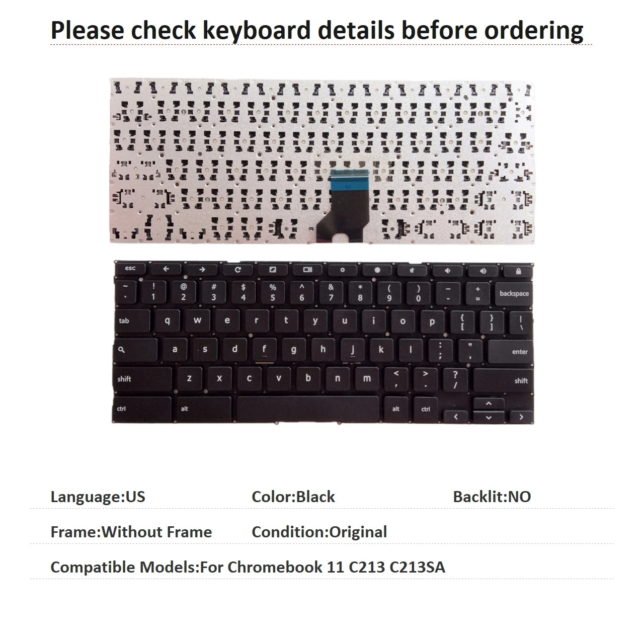New US Spanish Language  Keyboard For ASUS Chromebook 11 C213 C213SA Notebook PC Replacement Keyboard  ASUS laptop repair parts