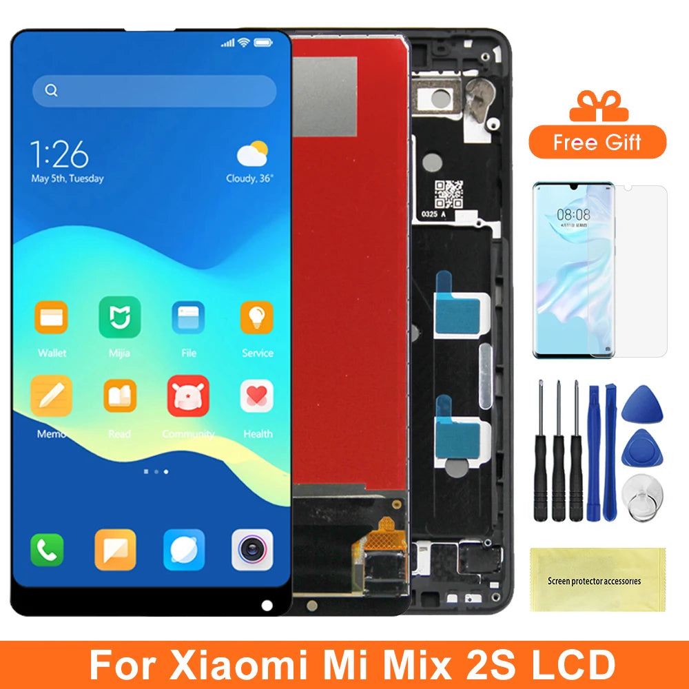 5.99'' Mix 2s Display Screen, for Xiaomi Mi Mix 2S M1803D5XA Lcd Display Digital Touch Screen With Frame Replacement for Mix2S Xiaomi phone repair parts