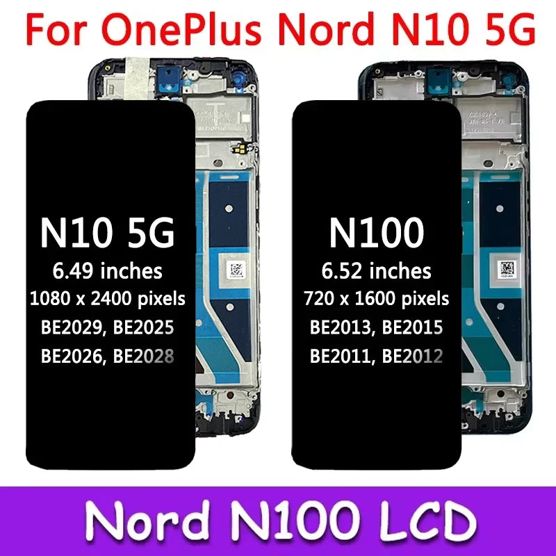100% Tested For OnePlus Nord N10 5G BE2029 LCD Display Screen Touch Panel Digitizer Replacement For Oneplus Nord N100 BE2013 LCD  OnePlus phone repair parts