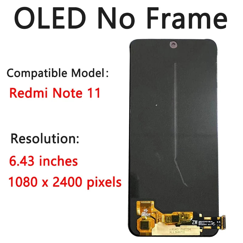 AMOLED LCD For Redmi Note 11 LCD For Xiaomi Redmi Note 11 Display Note11 2201117TG Screen Touch Glass Digitizer  With Frame Xiaomi phone repair parts