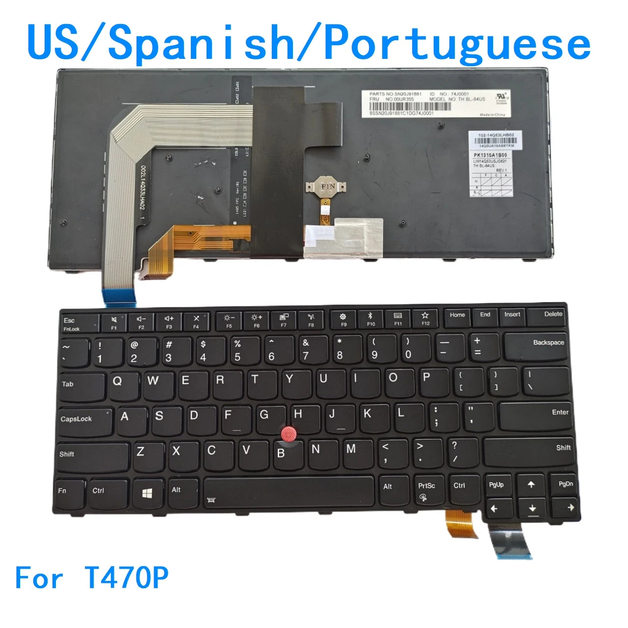 New US Spanish Portuguese Language  Backlit Keyboard For Lenovo Thinkpad T470P Notebook PC Replacement Keyboard Lenovo laptop repair parts