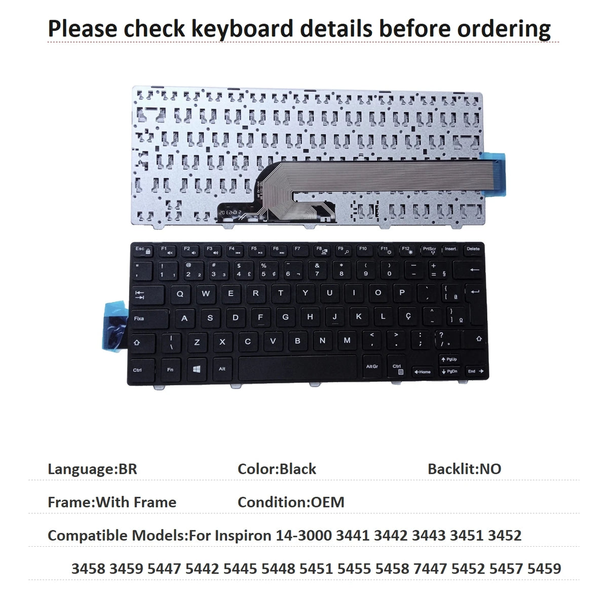 US RU SP AR BR Backlit Keyboard For Dell Inspiron 14-3000 3441 3442 3443 3451 3452 3458 3459 5447 5442 5445 5448 5451 5455 5458Dell laptop repair parts