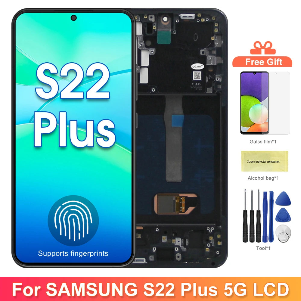 6.6" Super AMOLED S22 Plus Display Screen for Samsung Galaxy S22+ 5G S906B S906B/DS Lcd Display Digital Touch Screen with Frame Samsung phone repair parts