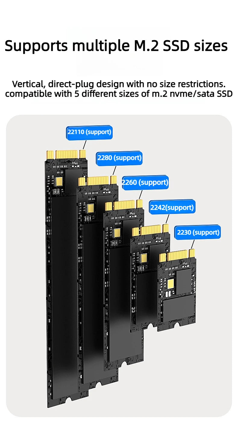 Dual Protocol m.2 ssd case Ssd Docking Station Type C USB 20Gbps offline clone  for PCIe NVME SATA 2 dual bay SSD enclosure Laptop Accessories