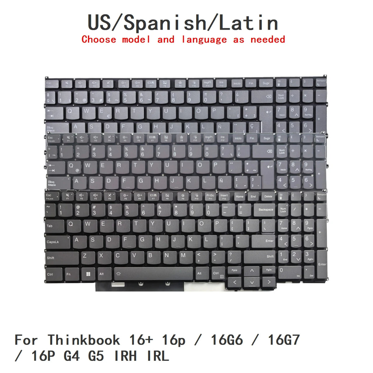 New US Spanish Latin Language  Backlit Keyboard For Lenovo Thinkbook 16+ 16p / 16G6 / 16G7 / 16P G4 G5 IRH IRL Lenovo laptop repair parts