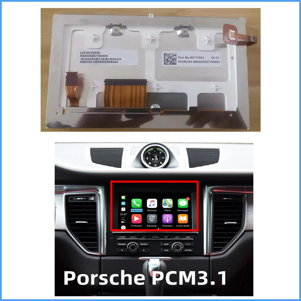 Display with Touch Panel for Porsche 911 (997) Cayenne Cayman Macan Cayman Panamera Boxster PCM 3.1 Navigation Other Brand tablet repair parts