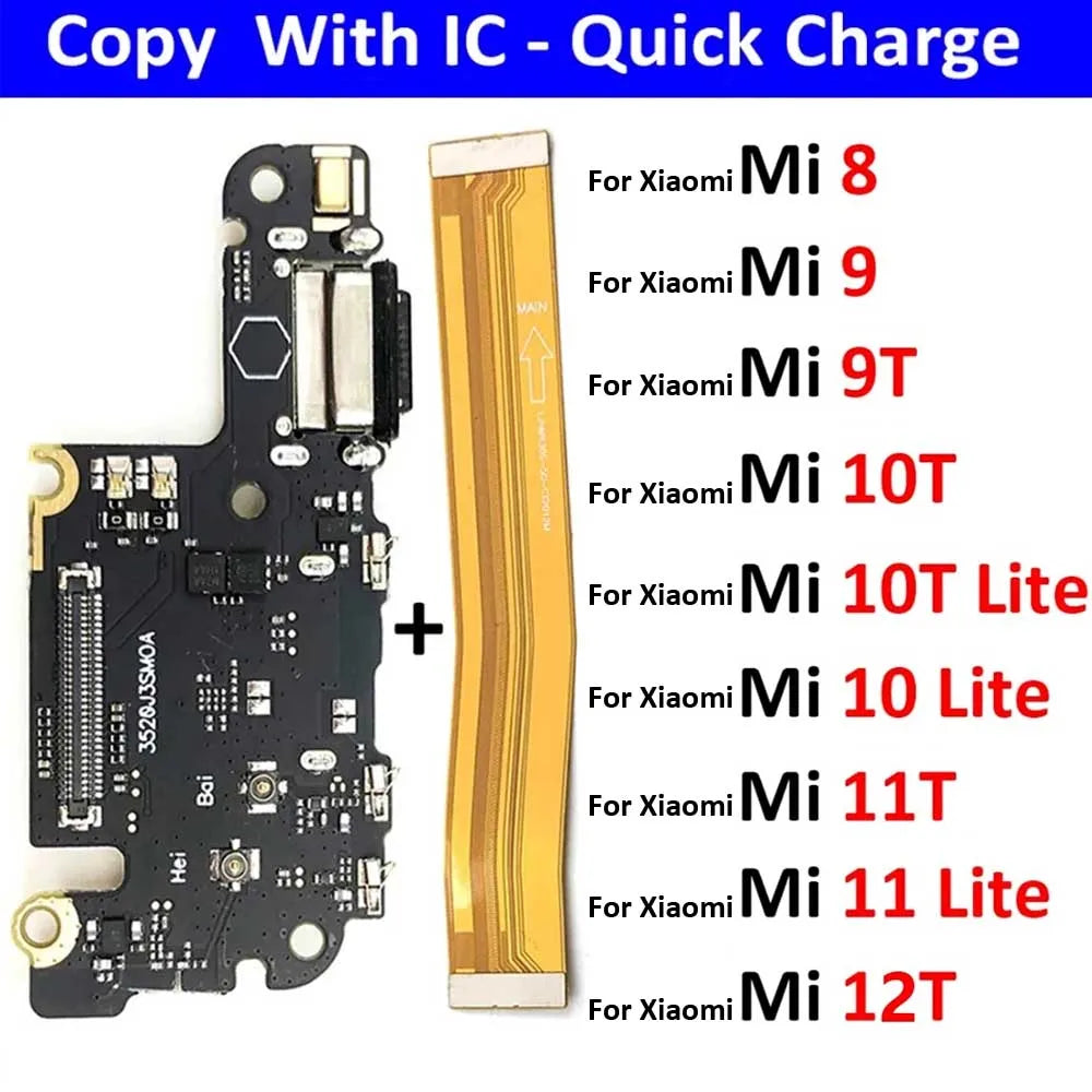For Xiaomi Mi 8 9 Se 9T 10 10T Mi10T Mi11T 11 11T 12T Pro Lite USB Charging Board Connector Plug Port Dock Mainboard Flex Cable Xiaomi  Xiao mi phone repair parts