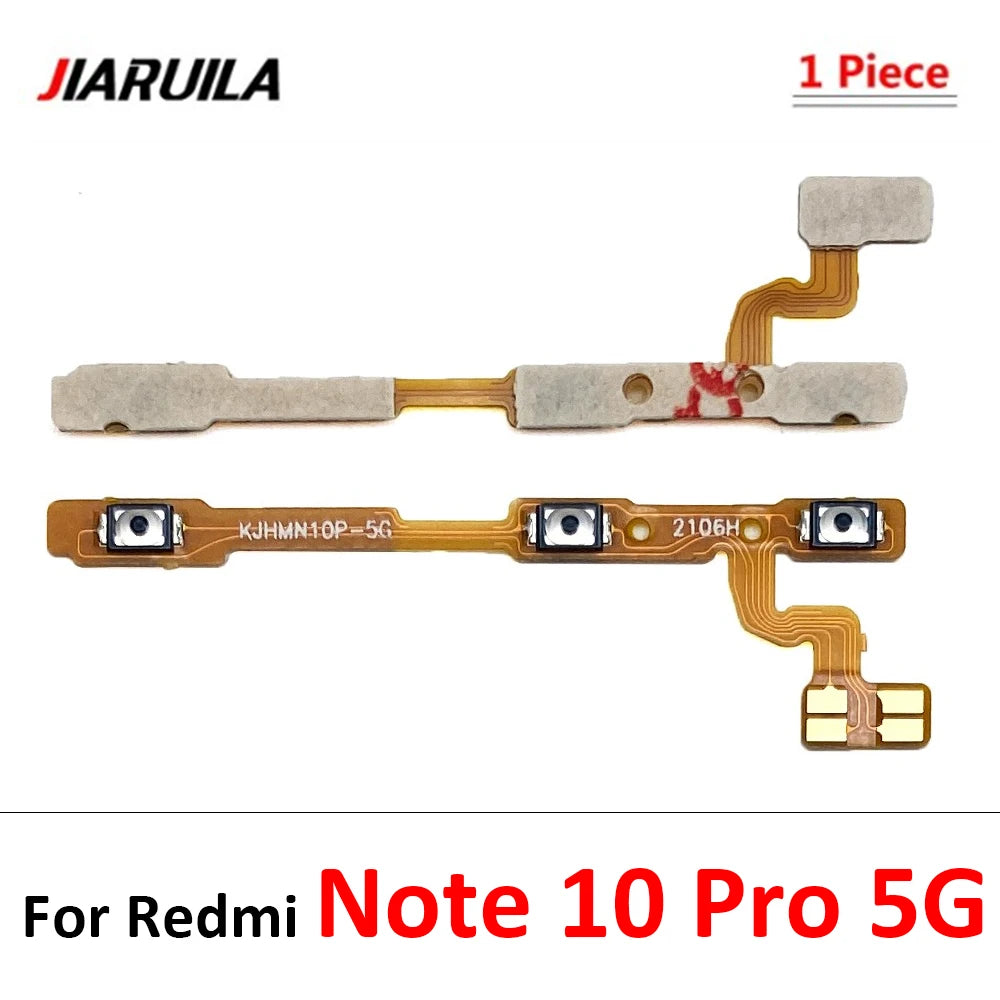 10Pcs,  Power On Off Volume Key Button Flex Cable For Xiaomi Redmi Note 10 10s 11 11s 12 12s 13 Pro Plus 4G 5G Xiaomi  Xiao mi phone repair parts
