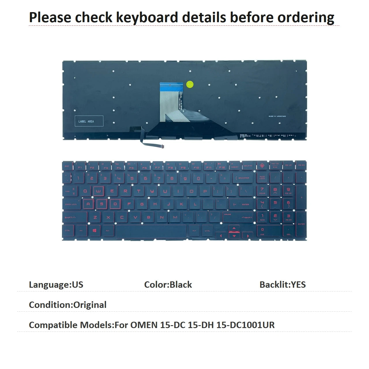 New US Latin Portuguese Language  RGB Keyboard For HP OMEN 15-DC 15-DH 15-DC1001UR Notebook PC Replacement Keyboard XP1-US  HP laptop repair parts