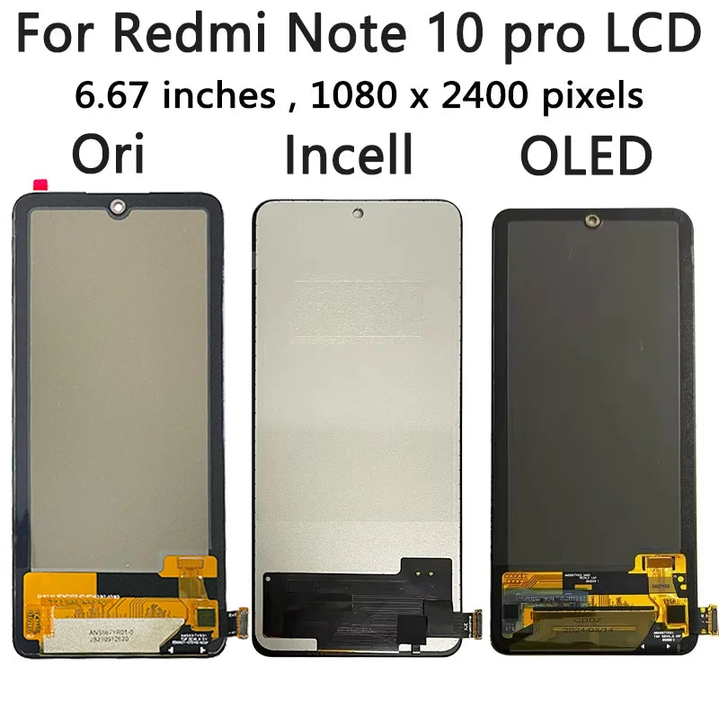 6.67" AMOLED For Redmi Note10Pro M2101K6G Display Replacment For Xiaomi Redmi Note 10 Pro Display LCD Touch Screen with Frame Xiaomi phone repair parts