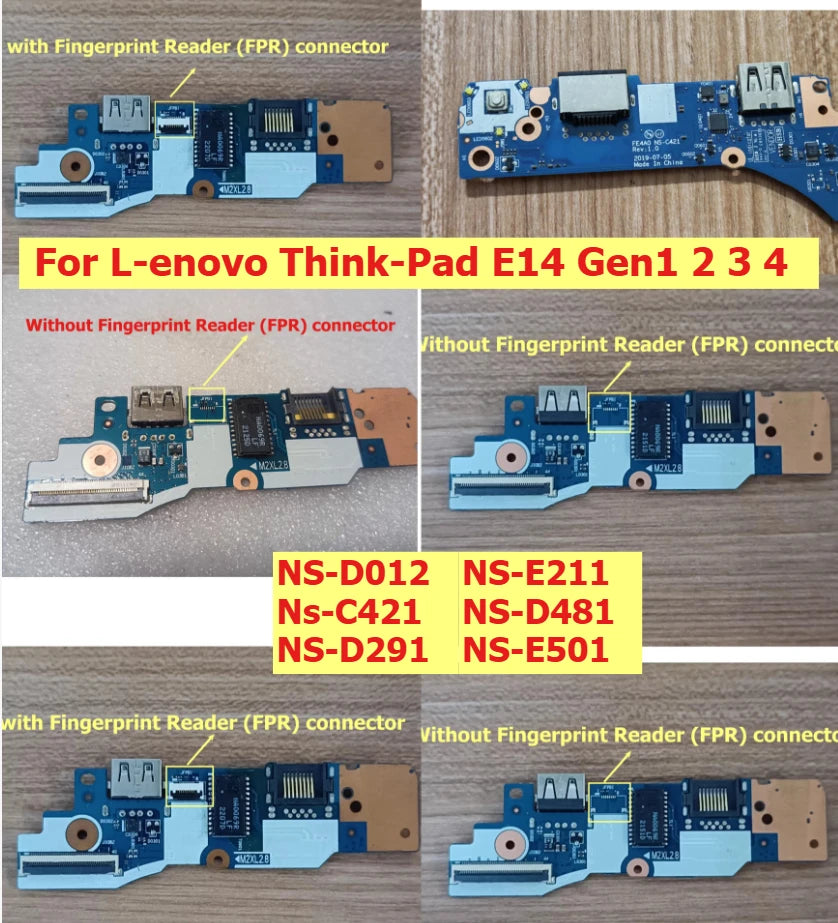 IO/Switch/USB board for Lenovo ThinkPad E14 Gen1 2 3 4 power button NS-D012 FPR NS-C421 NS-D291 NS-E211 NS-D481 NS-E501 Lenovo laptop repair parts