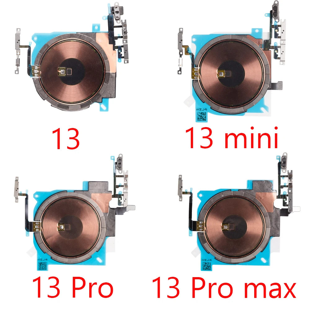 NFC Chip For iPhone X XR XS 11 12 13 Pro Max Wireless Charging Charger Panel Coil Sticker With Volume Button Flex Cable iPhone phone repair parts