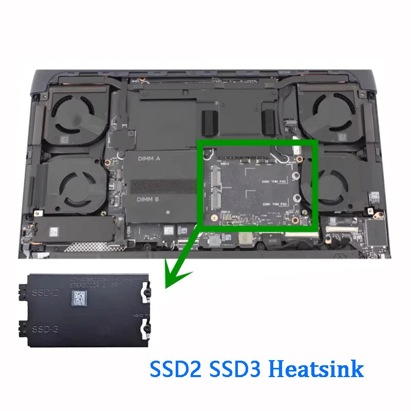 New Original Laptop SSD 2280 Bracket Heatsink Plate For DELL Alienware 16 18 Area-51 M2 SSD1/2/3 2230 to 2280 Dell laptop repair parts