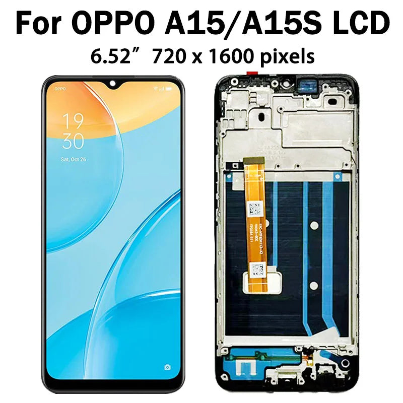 6.52" High Quality For Oppo A15 A15s LCD Display CPH2185 CPH2179 Touch Screen Digitizer Assembly Replacement With Frame Oppo phone repair parts Realme phone repair parts