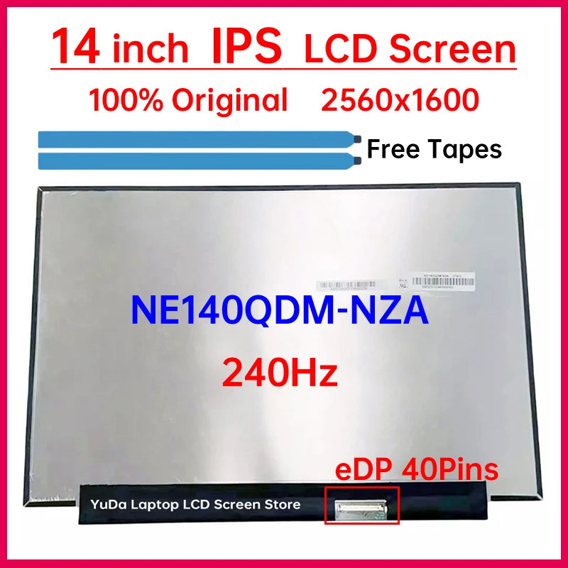 14 Inch 240Hz Laptop LCD Screen NE140QDM-NZA V18.0 Display Matrix Panel Replacement WQXGA 100% DCI-P3 eDP 40 Pins Non-Touch Laptop screen replacement