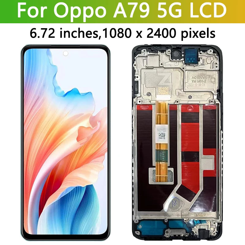6.72" IPS For OPPO A79 5G LCD Display Touch Screen Digitizer Assembly A79 CPH2553 CPH2557 Display Screen With Frame Replacement Oppo phone repair parts Realme phone repair parts
