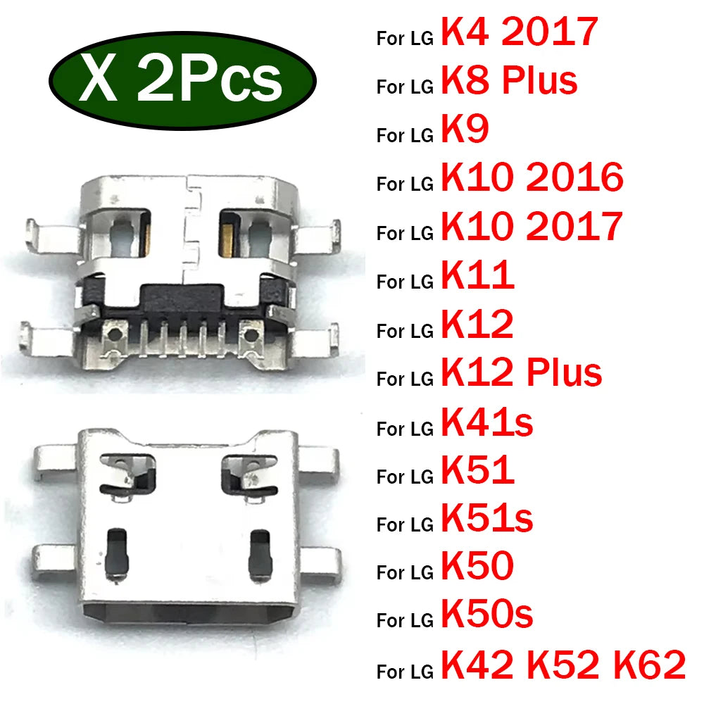 2Pcs, Charger Charging Connector USB Port Dock Connector For LG K9 K11 K4 K8 K12 Plus K50 K50s K41s K51 K51s k42 K52 K10 2017   LG phone repair parts