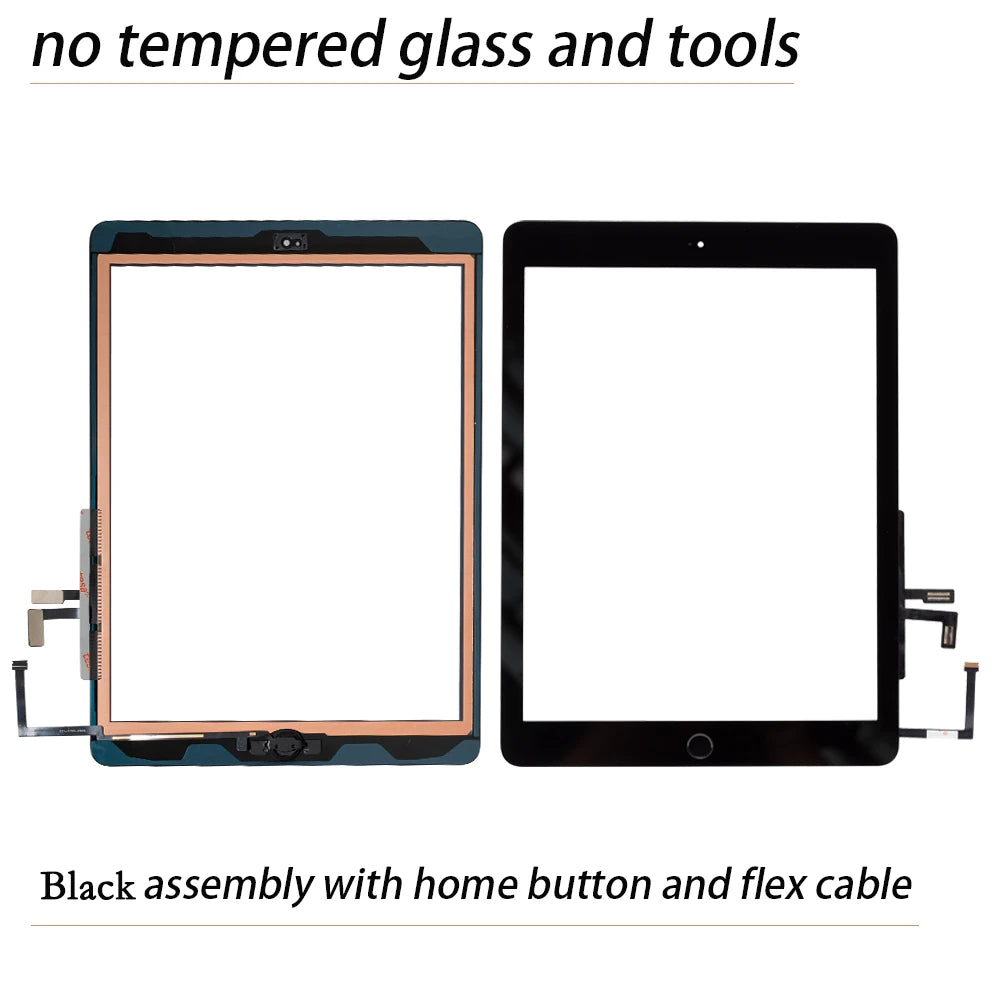 For iPad Air 1 Touch Screen Digitizer Glass A1474 A1475 A1476 with Home Button,Camera Holder,Adhesive,Tool Kit+Tempered Glass iPad tablet repair parts