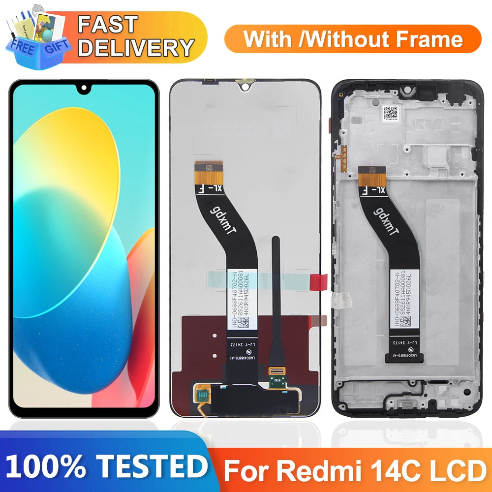 6.88'' 14C For Xiaomi Redmi 14C LCD Display Screen Touch Panel Digitizer Replacement Parts For Xiaomi Poco C75 Screen With Frame Xiaomi phone repair parts