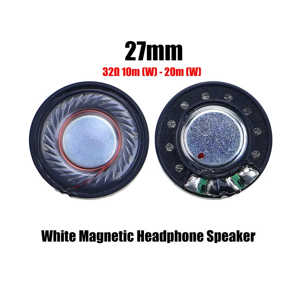 2pcs 32 ohm 32R 10m（W）-20m(W) 27mm 30mm 40mm 50mm Headset Driver Hifi Headphone Speaker Magnetic Noise Reduction Loudspeaker Game console repair parts