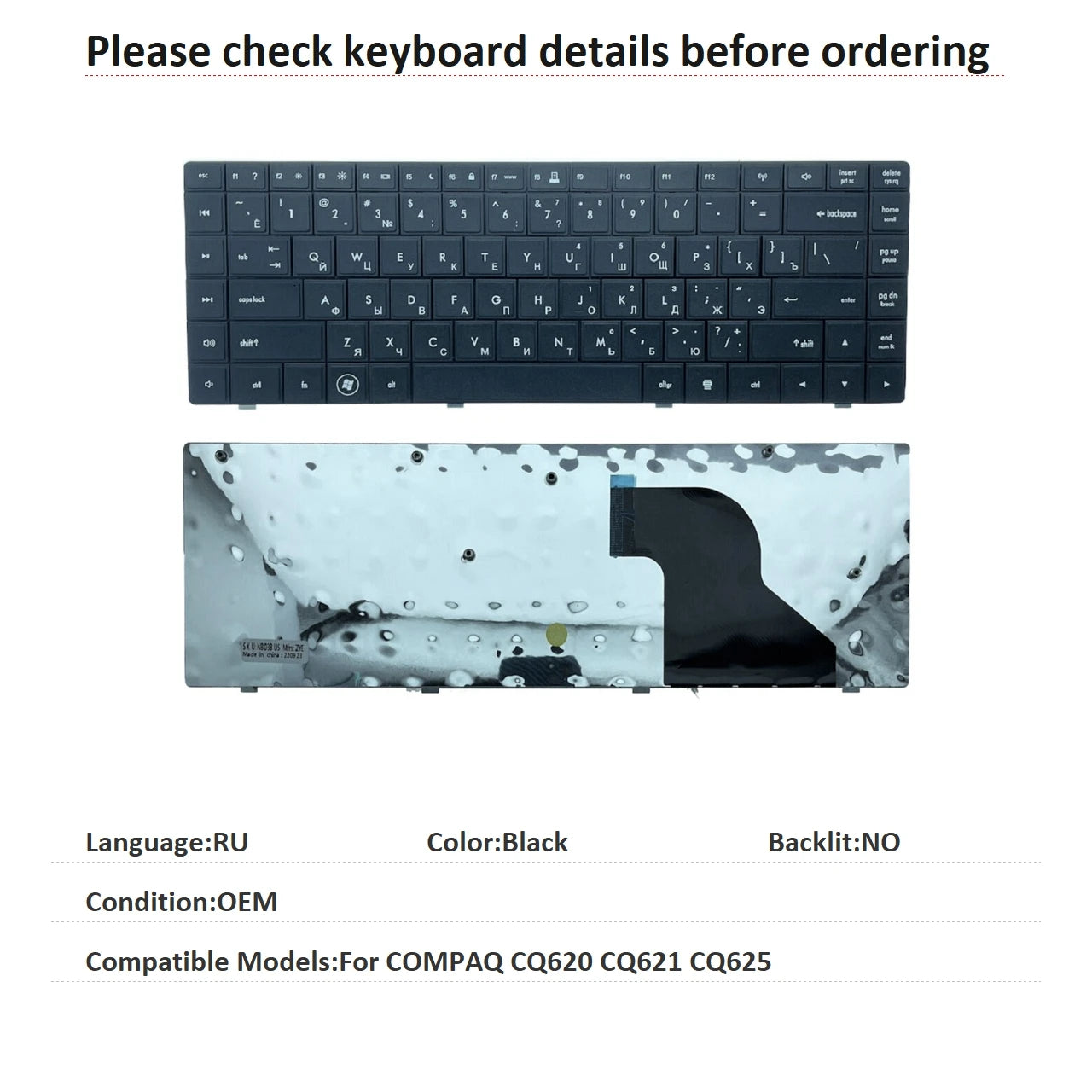 New US Russian Language  Keyboard For HP COMPAQ CQ620 CQ621 CQ625 Notebook PC Replacement Keyboard HP laptop repair parts
