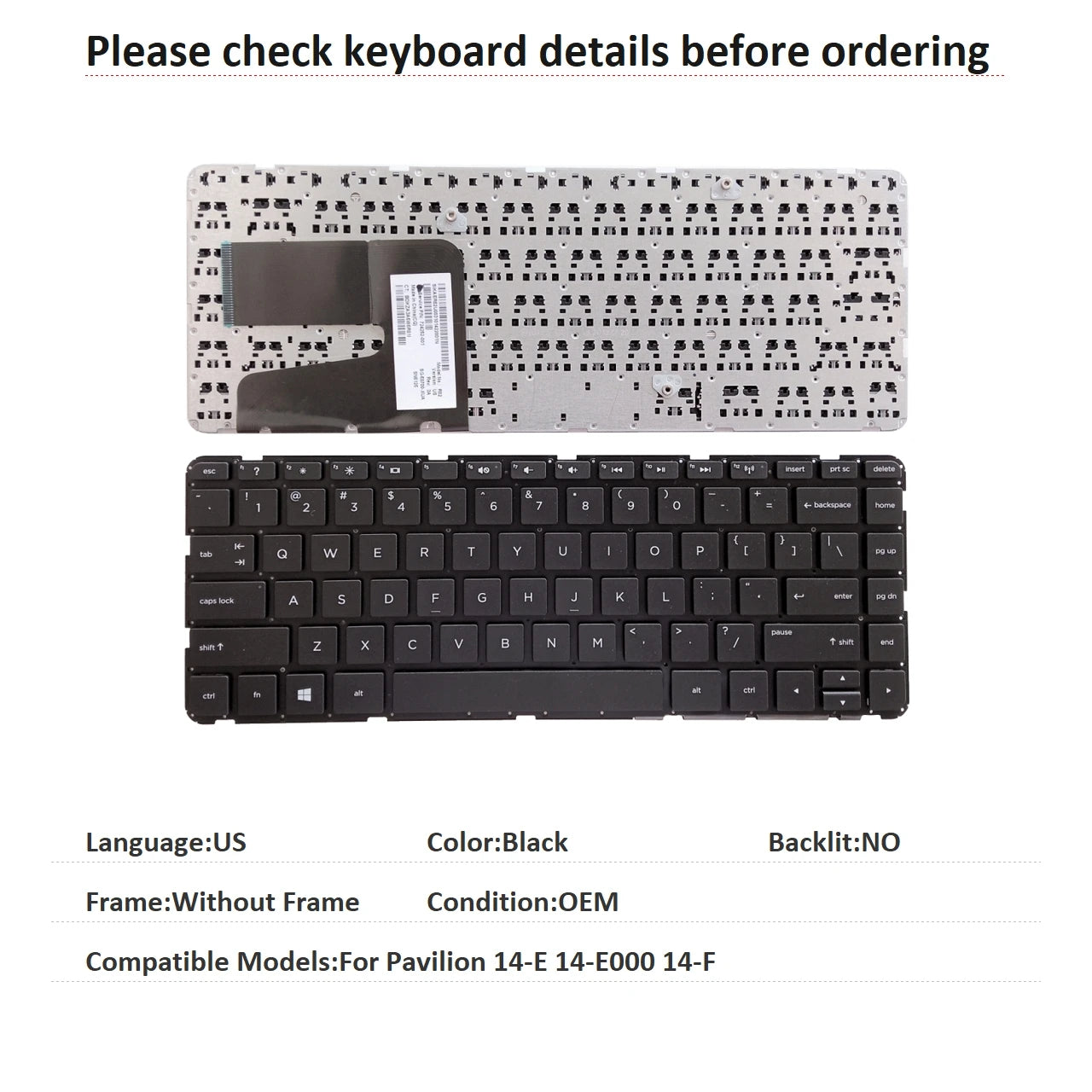 New US Language  Keyboard For HP Pavilion 14-E 14-E000 14-F Notebook PC Replacement Keyboard HP laptop repair parts