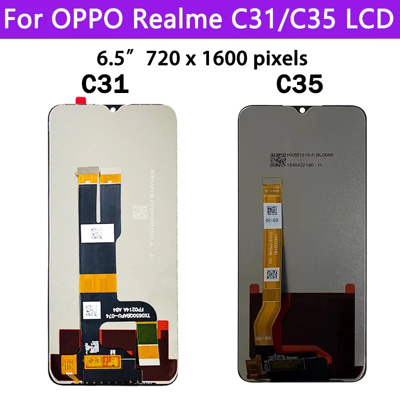 6.6"IPS For Oppo Realme C35 RMX3511 LCD Display Touch Screen Digitizer Assembly Replacement For Realme C31 RMX3501LCD Frame Oppo phone repair parts Realme phone repair parts