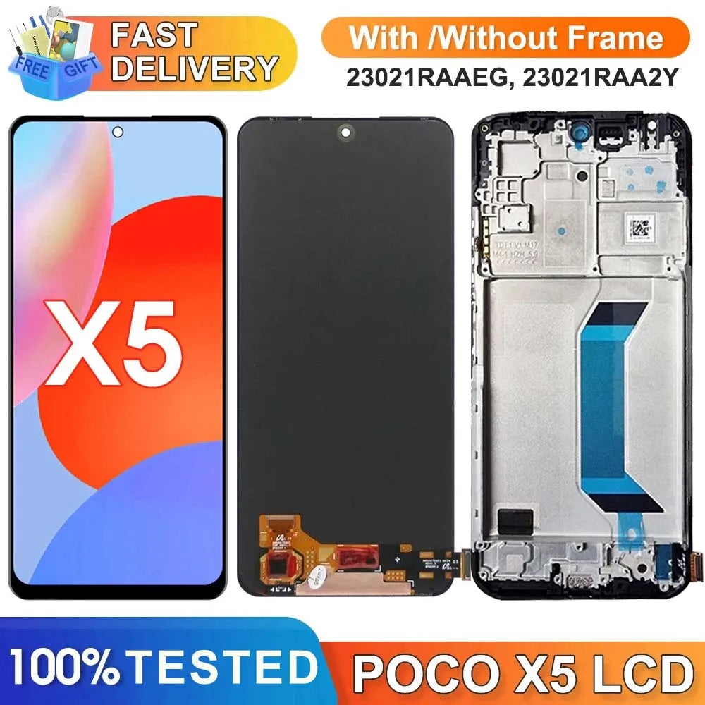 Screen for Xiaomi Poco X5 Lcd Display + Touch Screen Digitizer with Frame for Poco X5 22111317PG 22111317PI Screen Replacement Xiaomi phone repair parts