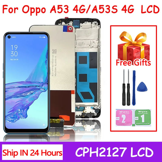 6.5"Inch 90Hz For Oppo A53s 4G CPH2139 LCD Display Touch Screen Digitizer Assembly Replacement For Oppo A53 4G CPH2127 LCD Frame Oppo phone repair parts Realme phone repair parts