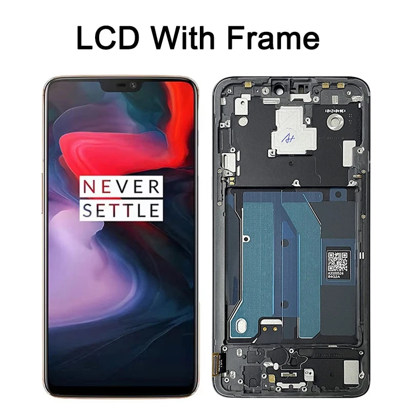 100% Test For Oneplus 6 LCD A6000 A6003 Touch Screen Digitizer Display Replacement Assembly Parts With Frame For One Plus 6 LCD  OnePlus phone repair parts