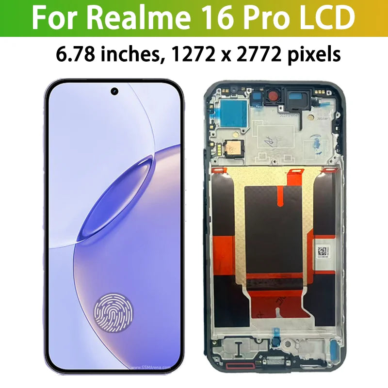 6.78'' AMOLED For Realme 16 Pro Lcd RMX5120 Display Screen Touch Digitizer For Realme16 Pro RMX5121 Display With Frame Oppo phone repair parts Realme phone repair parts