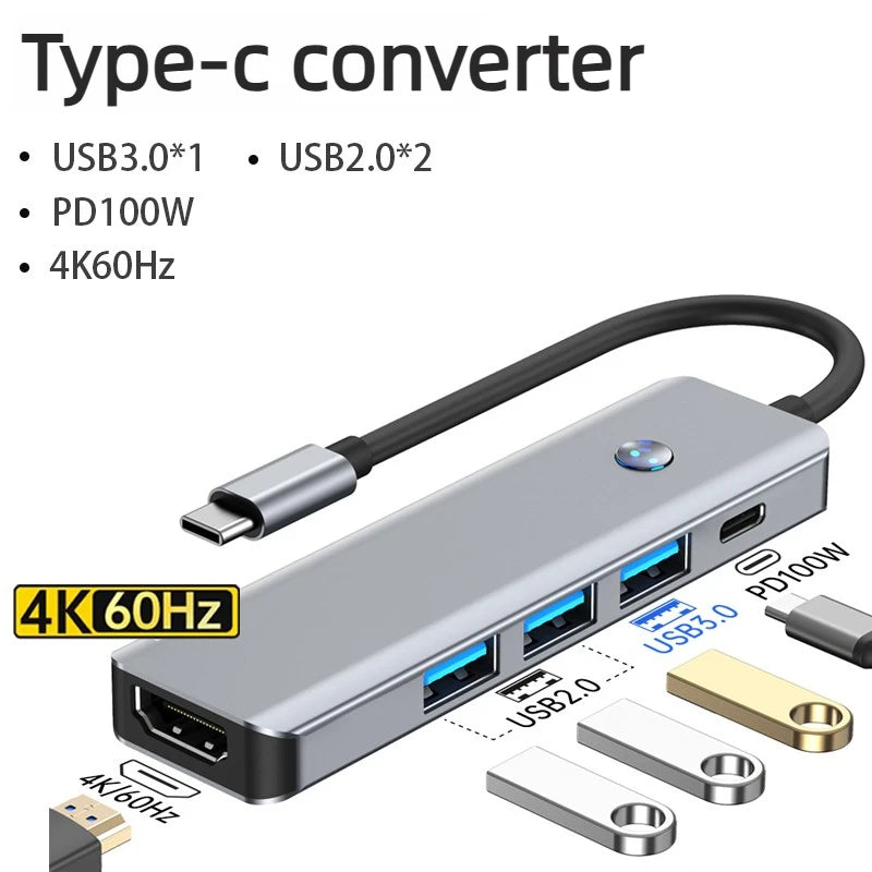 8K 4K 2K 30/60/240Hz USB Type C Docking Station to HDMI VGA RJ45 Adapter USB 3.0 HUB Splitter For Laptop phone Laptop Accessories