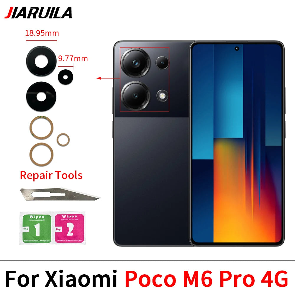100Pcs，Rear Back Camera Glass Lens For Xiaomi Poco F5 F6 M5 M5s M6 X5 X6 Pro 4G 5G Camera Glass With Glue Adhesive  Xiaomi  Xiao mi phone repair parts