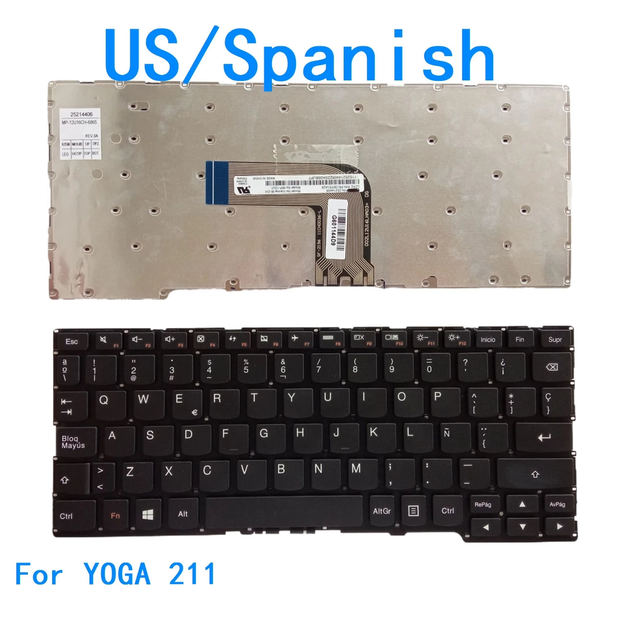 New US Spanish Language  Keyboard For Lenovo YOGA 211 Notebook PC Replacement Keyboard Lenovo laptop repair parts