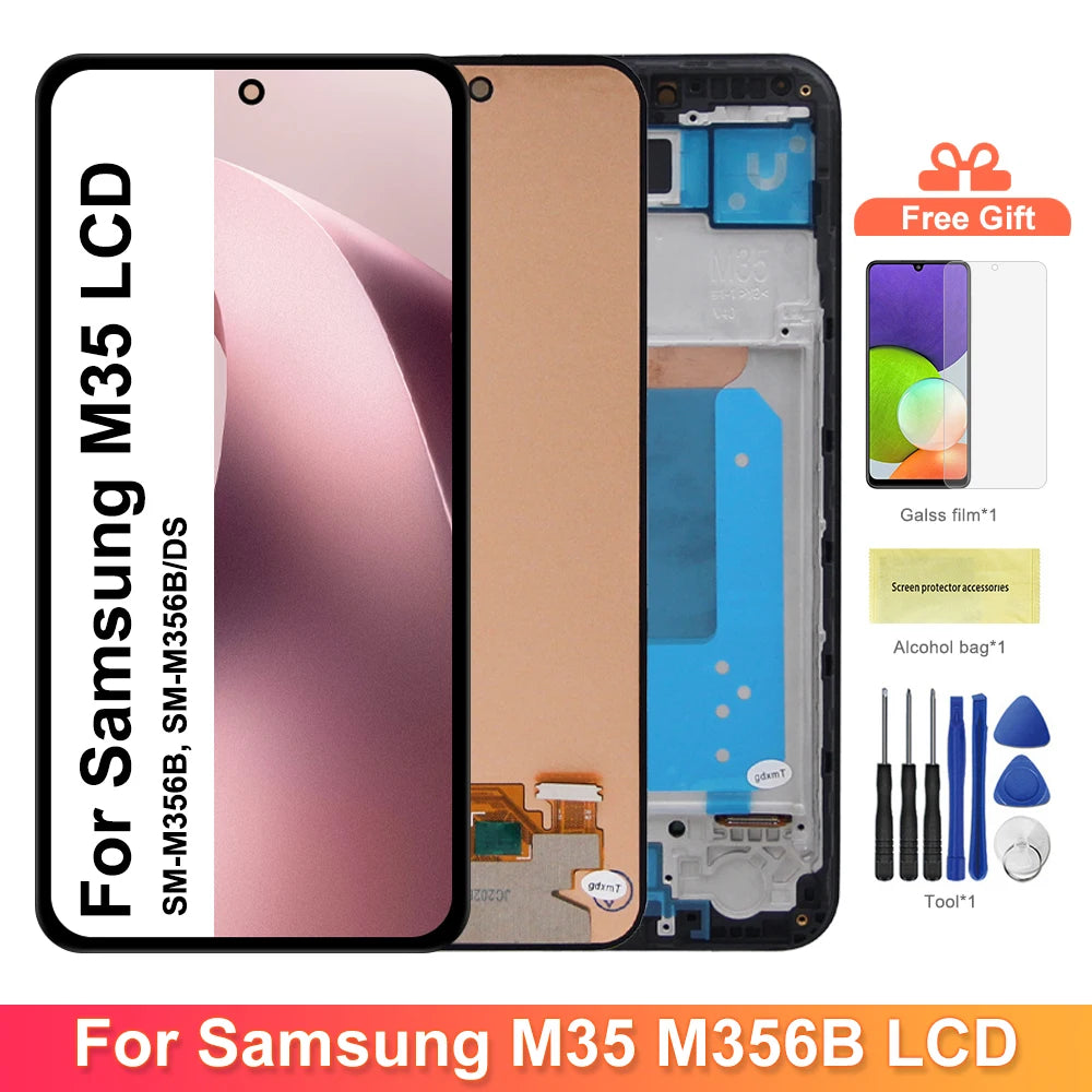 OLED/TFT For Samsung M35 LCD Display Touch Screen Digitizer Assembly Replacement SM-M356B, SM-M356B/DS M35 5G LCD Screen Samsung phone repair parts