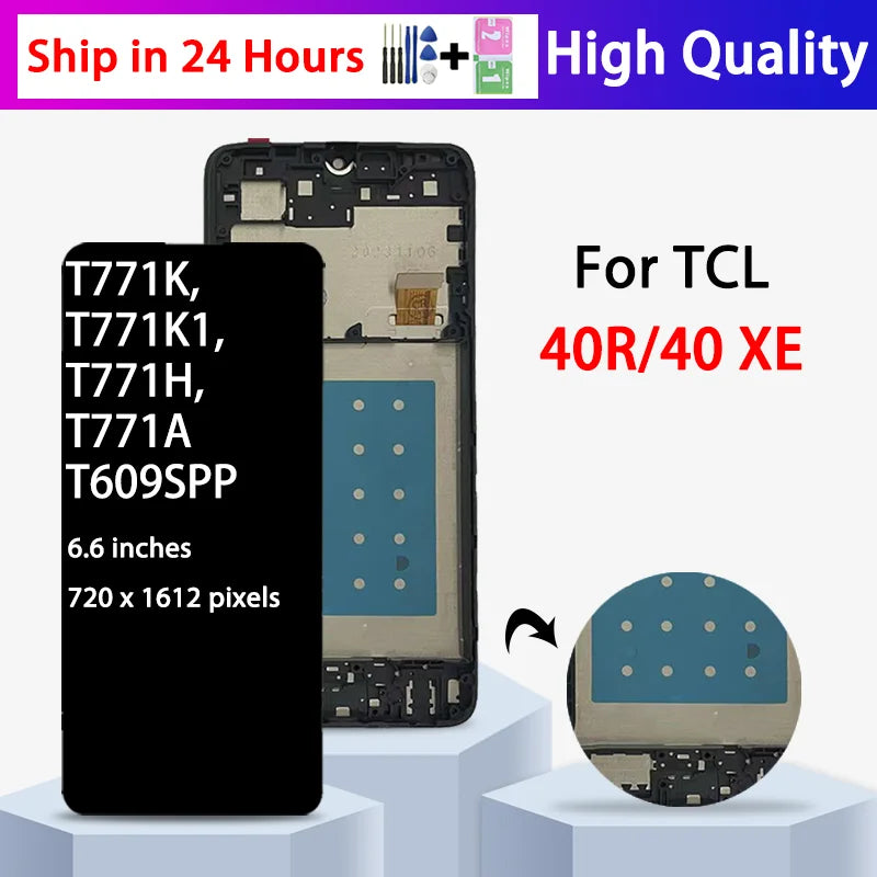 6.6''IPS LCD For TCL 40R 40 R 5G T771K LCD Display Touch Screen Digitizer For TCL 40 XE 40XE T609SPP Display Replacement TCL phone repair parts