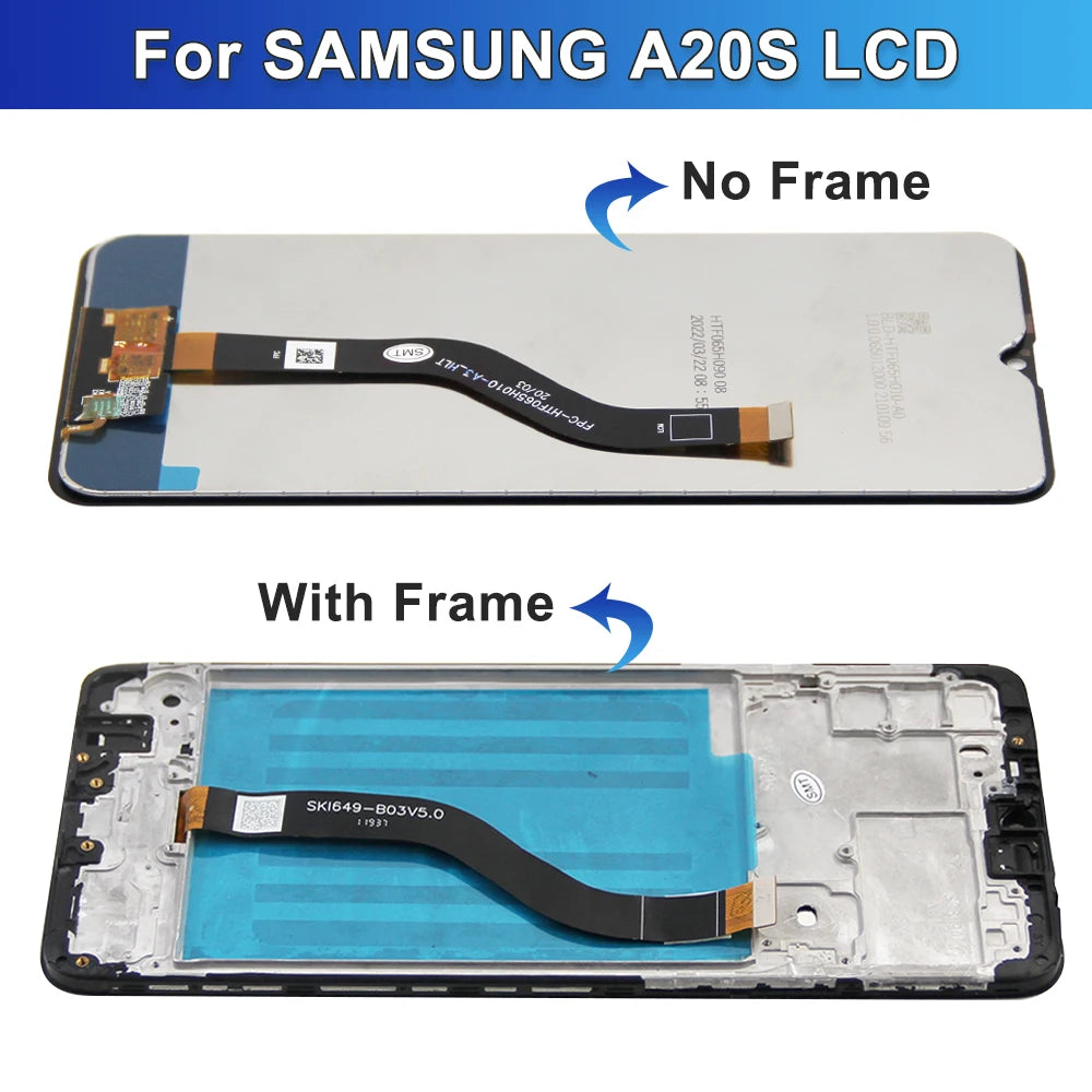 6.5" Screen for Samsung Galaxy A20s Lcd Display Digital Touch Screen with Frame for Samsung A20S A207 A207F A2070 Replacement Samsung phone repair parts