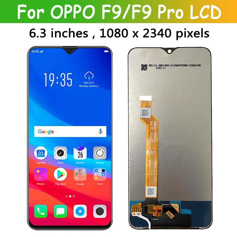 6.3''High Quality For OPPO F9 CPH1823 CPH1881 CPH1825 LCD Screen Touch Digitizer With Frame Assembly For OPPO F9 Pro LCD Screen Oppo phone repair parts Realme phone repair parts