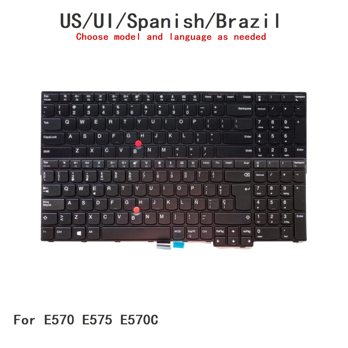 New US Russian Spanish Latin Brazil Laptop Keyboard For Lenovo Thinkpad E570 E575 E570C Notebook PC Replacement Lenovo laptop repair parts