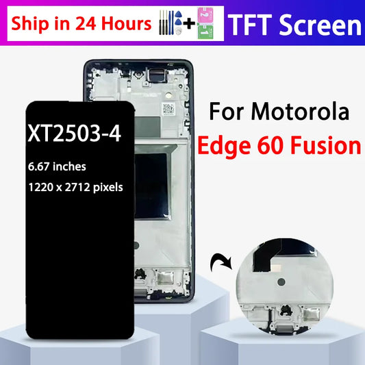 TFT Edge60 Fusion XT2503-4 Display Screen With Frame For Motorola Edge 60 Fusion LCD Display Touch Screen Digitizer Assembly Motorola phone repair parts
