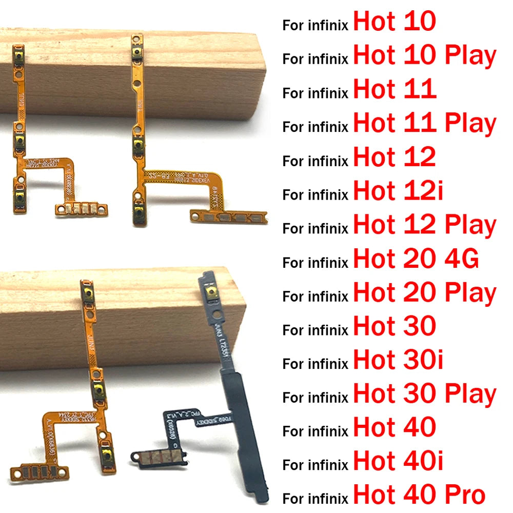 New Volume Button Power Switch On Off Button Flex Cable For infinix Hot 10 11 12 12i 20 30 30i 40 40i 50i Play Pro 4G 5G  infinix phone repair parts