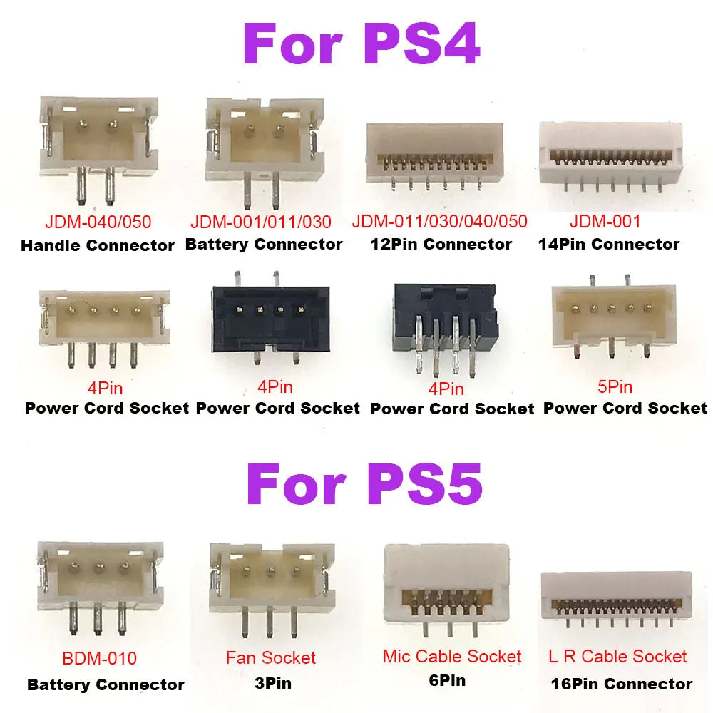 2Pcs For PS4 PS5 Handle Charging Battery Contact Connector L2 R2 Ribbon Contact Clip Socket JDM-001 011 030 040 050 BDM-010 Game console repair parts