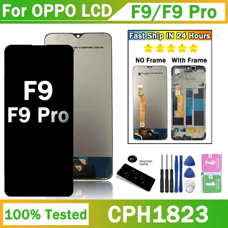 6.3''High Quality For OPPO F9 CPH1823 CPH1881 CPH1825 LCD Screen Touch Digitizer With Frame Assembly For OPPO F9 Pro LCD Screen Oppo phone repair parts Realme phone repair parts